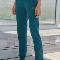 KangaROOS Relaxhose mit Lochmuster am Beinsaum Petrol, Schwarz