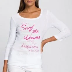 KangaROOS 3/4-Arm-Shirt mit auffälligen Schriftzügen Hellgrau-meliert, Marine, Weiß, Pink