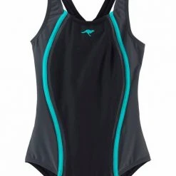 KangaROOS Badeanzug, mit Ringerrücken Marine-türkis, Schwarz, Marine