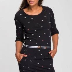 KangaROOS Jerseykleid (Set, mit abnehmbarem Gürtel) im sommerlichen Print Anthrazit-meliert, Mittelblau, Marine, Schwarz