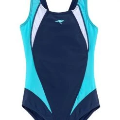 KangaROOS Badeanzug, mit sportlichen Kontrasteinsätzen Marine, Schwarz, Himbeerrot