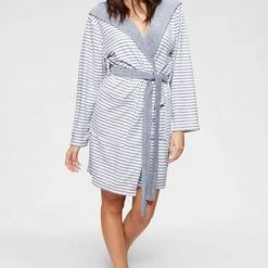 Damenbademantel »Luana«, KangaROOS, mit modernen Streifen Schwarz-grau, Grau-weiß