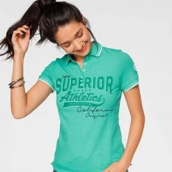 KangaROOS Poloshirt mit großem Frontdruck Schwarz-bedruckt-weiß-pink-royalblau, Marine, Grün-weiß