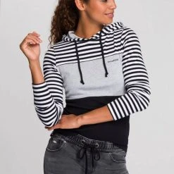 KangaROOS Kapuzenshirt in verspielter Ringel-Optik mit Colorblocking Design Schwarz-weiß-hellgrau, Weiß-marine-rauchblau, Coral-hellgrau-gestreift, Grün-marine-gestreift -KANGAROOS Verkäufe 7809c2a7 37d5 50a0 943f ee55bebde128