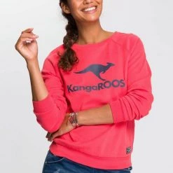 KangaROOS Sweater mit großem Label-Print vorne Hellgrau-meliert, Blau, Weiß, Schwarz