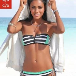 KangaROOS Bandeau-Bikini-Top »Anita«, mit Reißverschluss zwischen den Cups Marine-weiß, Schwarz-weiß