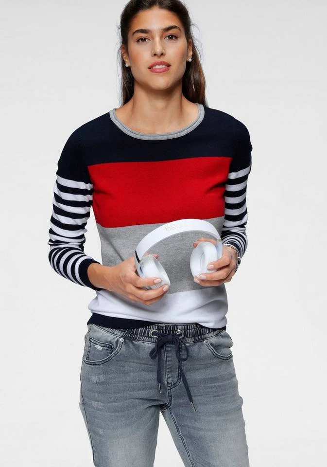 KangaROOS Rundhalspullover in modischer Streifenoptik Beere-rosa, Marine-rot-hellgrau, Hellgrau-türkis-pink, Wollweiß-rosa-dunkelgrün 9 KangaROOS Rundhalspullover in modischer Streifenoptik Beere-rosa, Marine-rot-hellgrau, Hellgrau-türkis-pink, Wollweiß-rosa-dunkelgrün – Bild 9