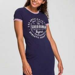 KangaROOS Jerseykleid mit Glitzer-Print vorne Schwarz, Marine